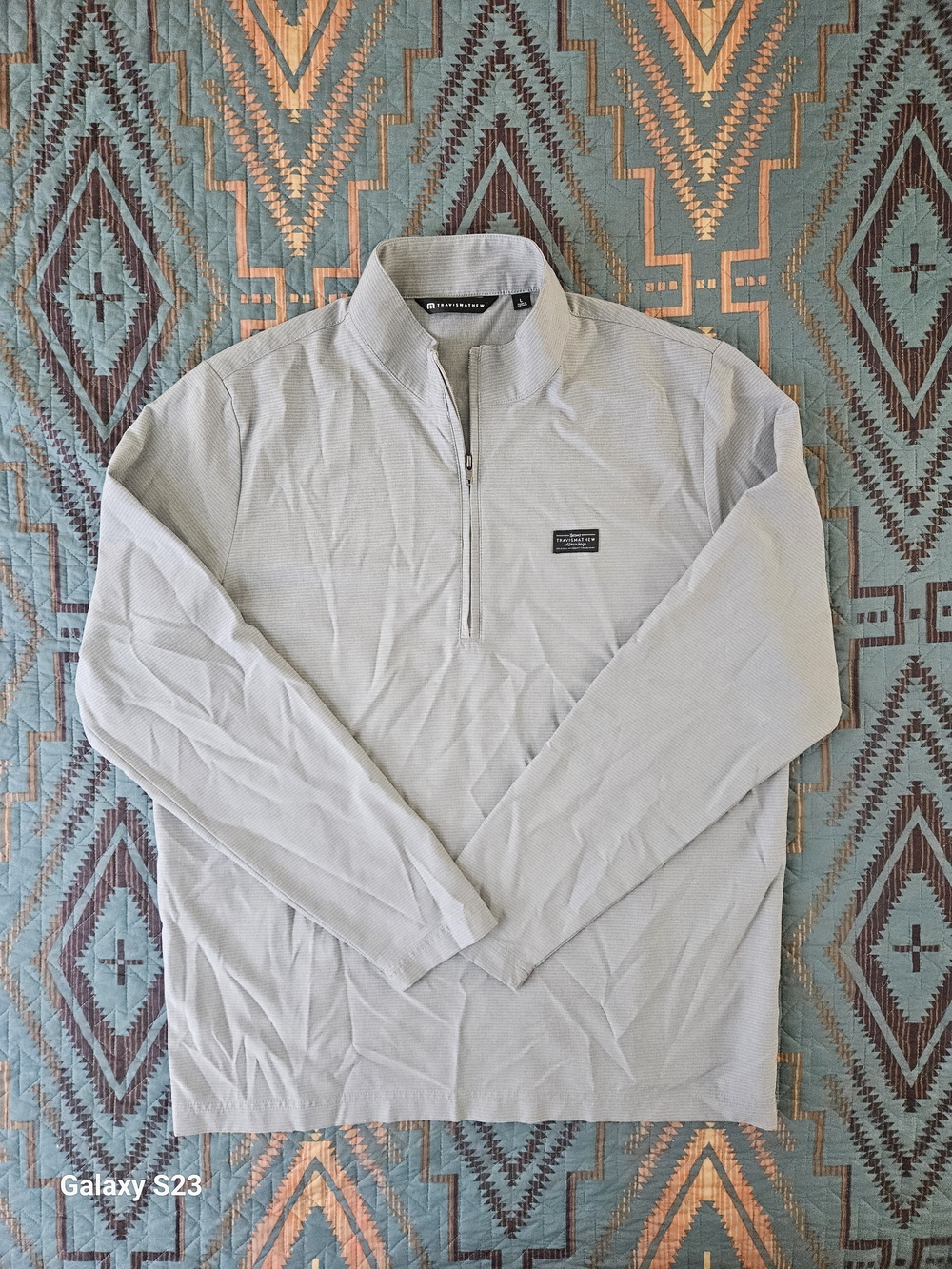 Travis Mathew Light Gray 1/4 Zip Long Sleeve Shirt